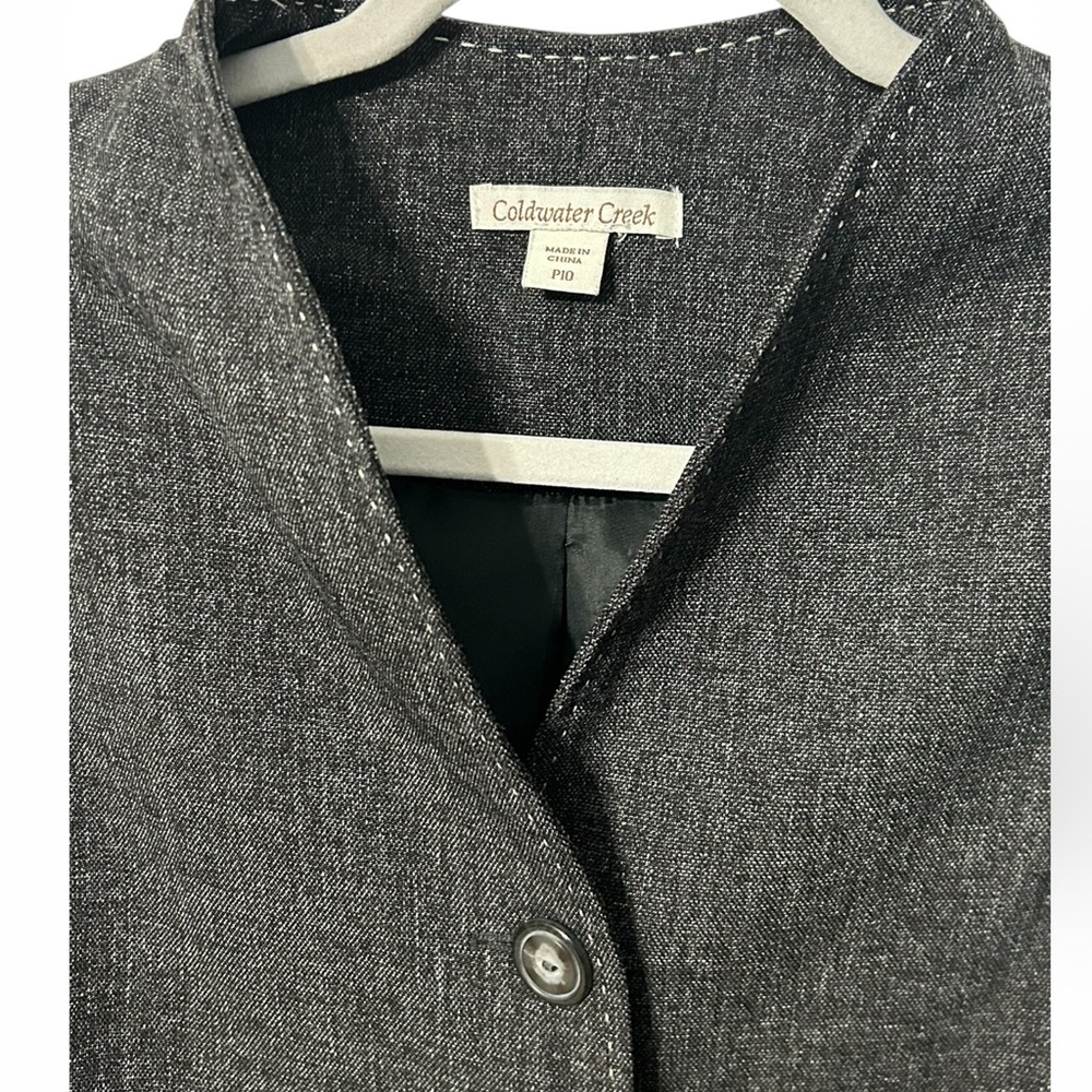 Coldwater Creek Petite Charcoal Gray Blazer 4-Button Stitch Detailing EUC - Picture 4 of 7